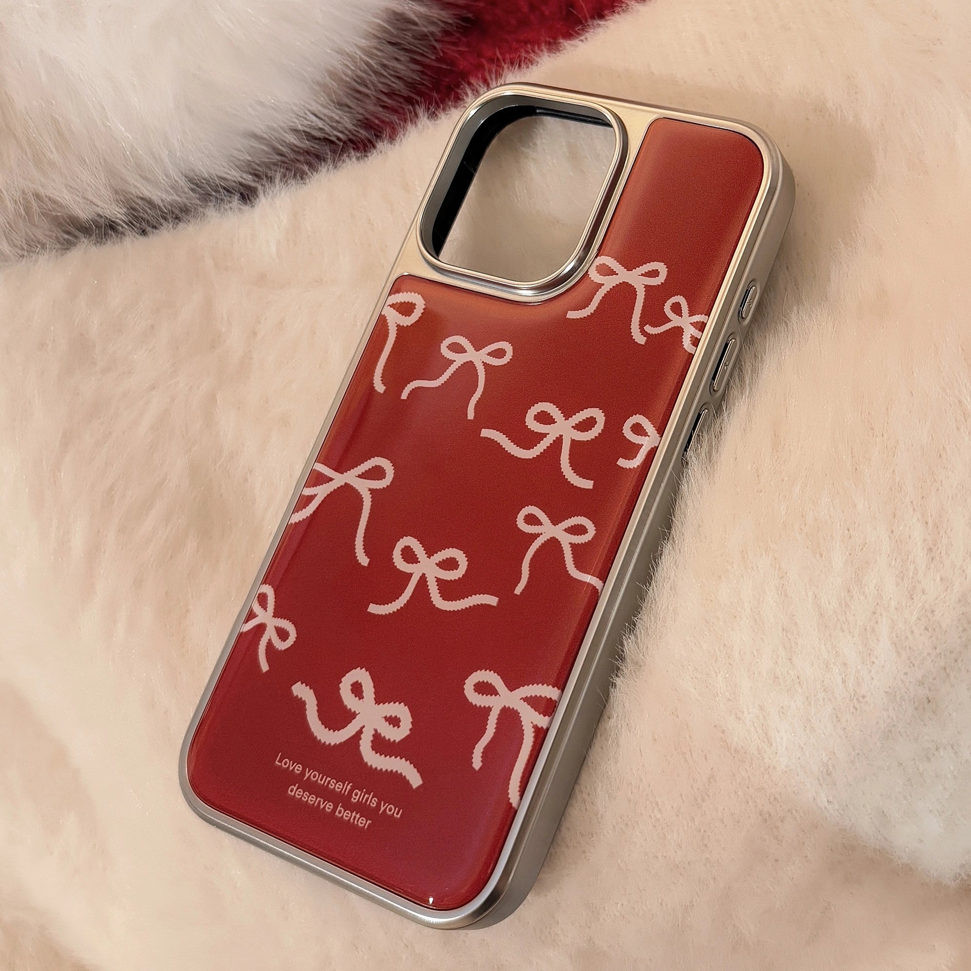Wine & White Ribbon - iPhone Case